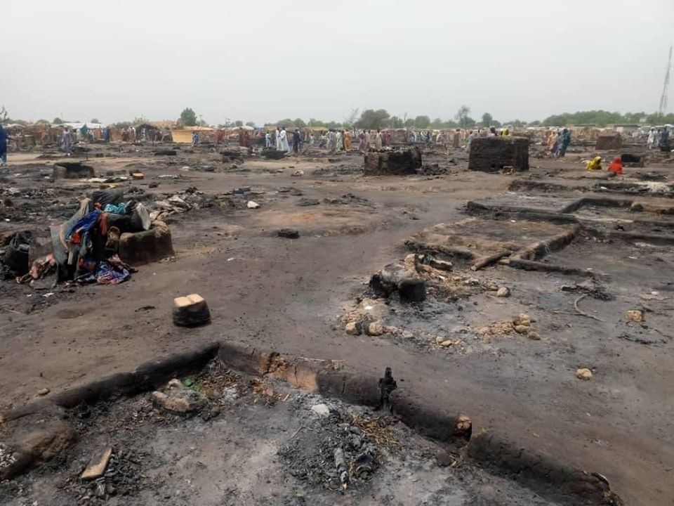 One dead as fire razes IDP camp in Borno