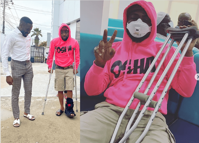 Davido fractures his leg