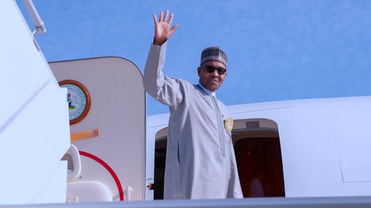 President Buhari in a Plane